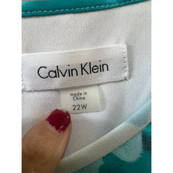 Calvin Klein Chiffon flowy Shift Dress spring, resort, vacation, coastal Size 22 - Picture 5 of 9